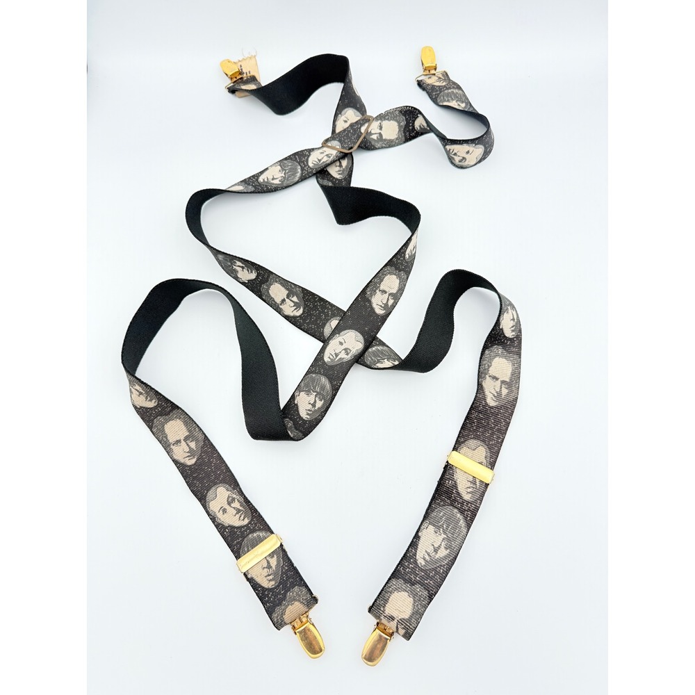 Vintage 1995 The Three Stooges Suspenders Black White Novelty Comedy Clip On